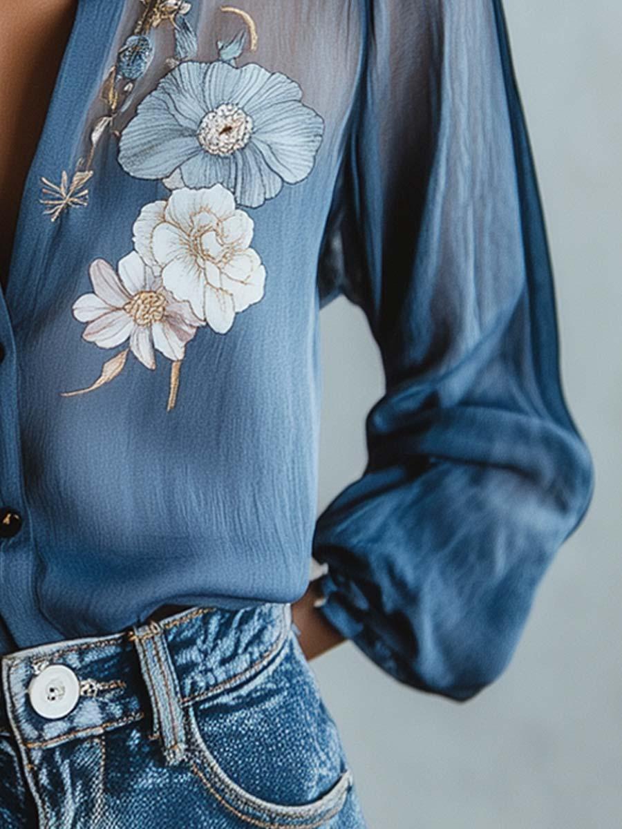 Floral Boho Chic Women's Blouse - Sarah and Emma Portland