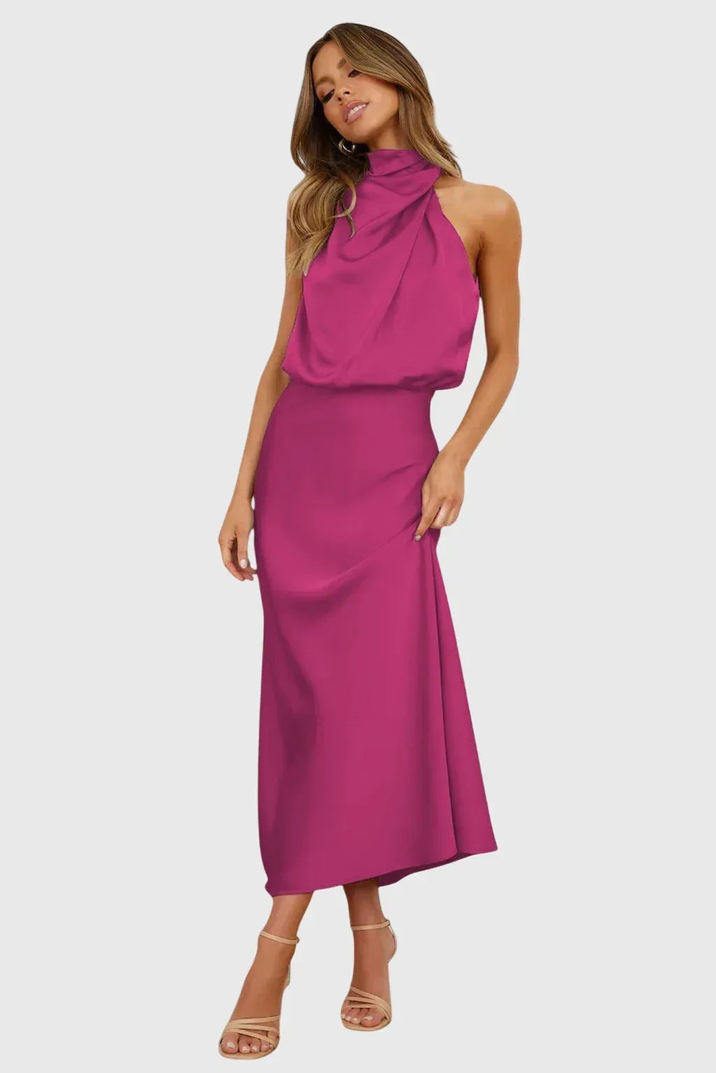 Ava™ | Glamorous Satin Halter Dress - Sarah and Emma Portland