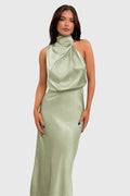 Ava™ | Glamorous Satin Halter Dress - Sarah and Emma Portland