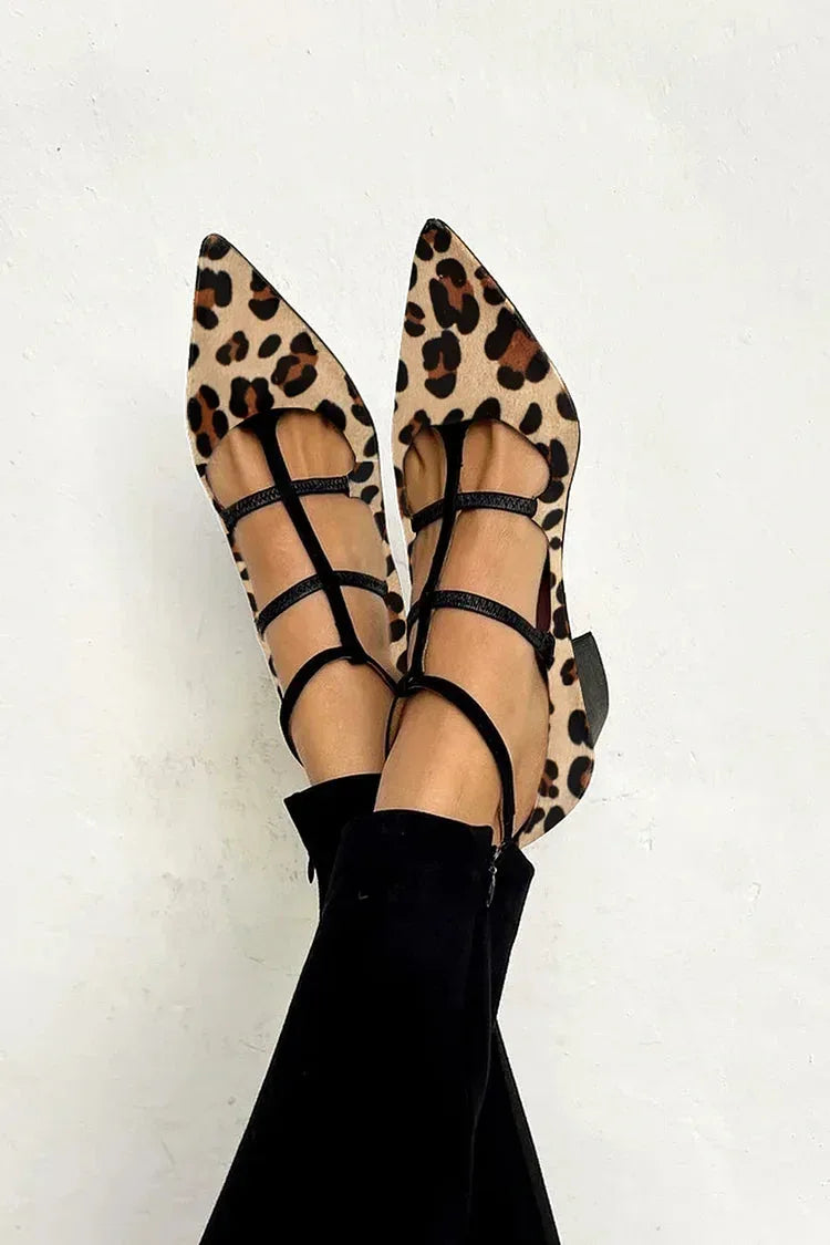 Bridget | Leopard Strap Ballet Heels - Sarah and Emma Portland
