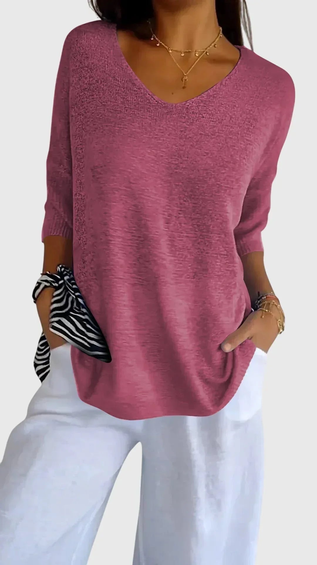 Cassandra™ | Elegant V-Neck Top - Sarah and Emma Portland