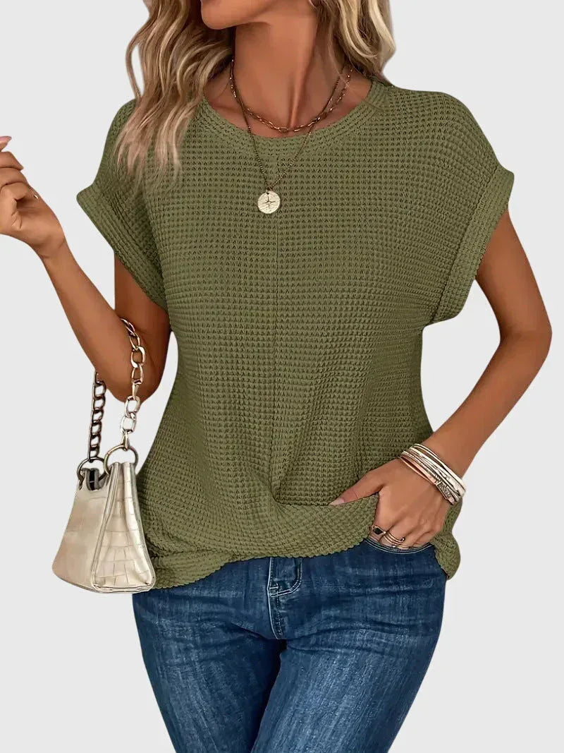 Isa™ | Elegant Blouse with Crew Neck - Sarah and Emma Portland