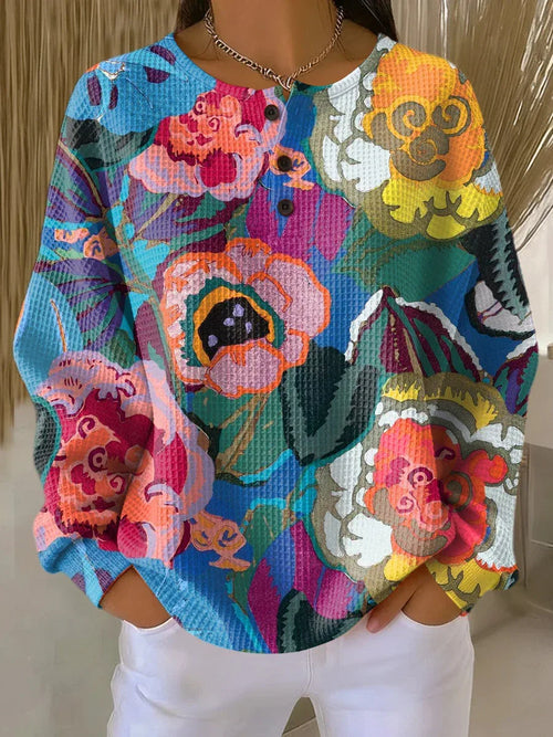 Alerisse | Sweater with Large Colorful Flowers - Sarah and Emma Portland