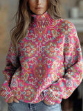 Annabelle | Retro Ethnic Floral Turtleneck - Sarah and Emma Portland