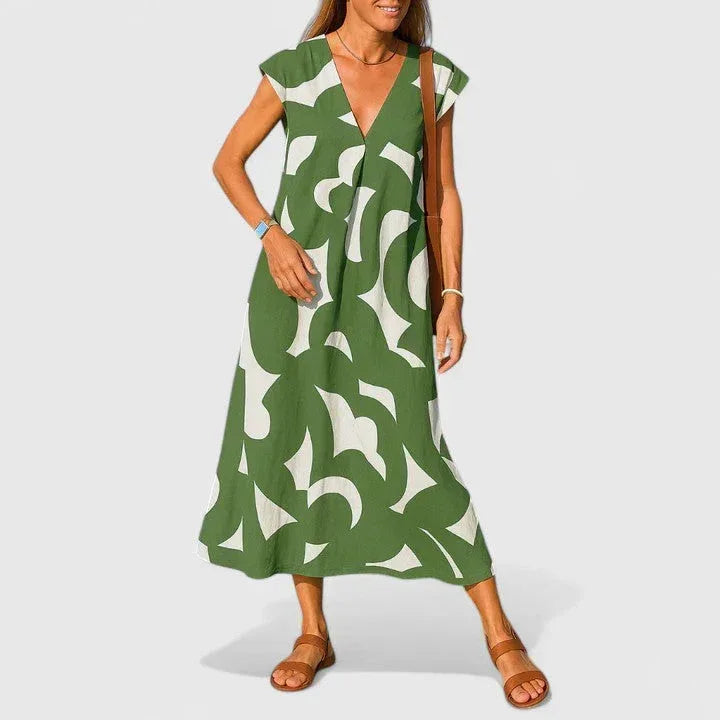 Koralia | Sophisticated V-Neck Dress - Sarah and Emma Portland