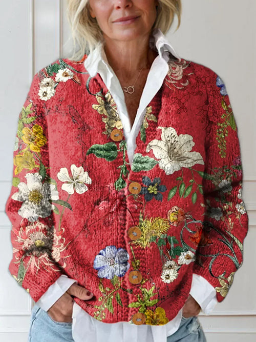 Amara™ | Women’s Vintage Floral Knit Cardigan Sweater - Sarah and Emma Portland