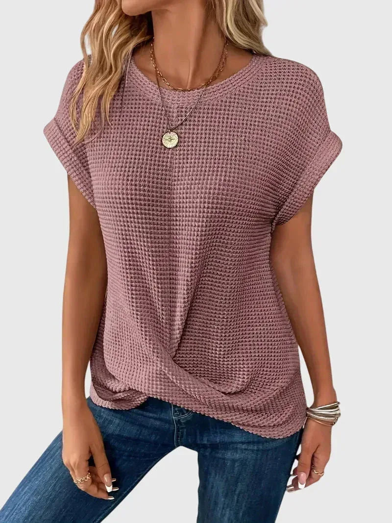 Isa™ | Elegant Blouse with Crew Neck - Sarah and Emma Portland
