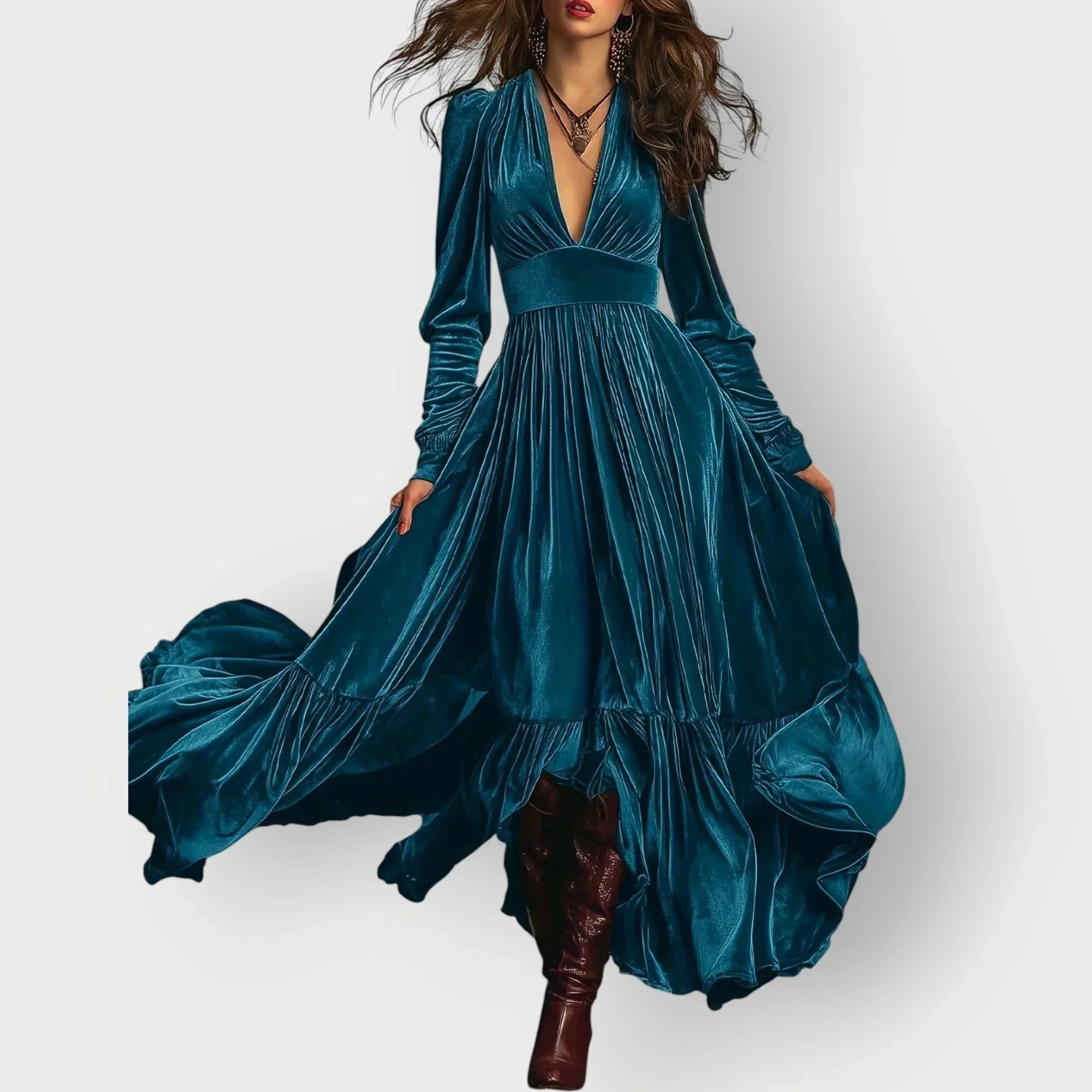 Alorae | Vintage A-Line Velvet Maxi Dress - Sarah and Emma Portland
