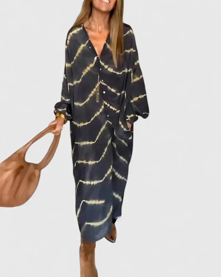 Amelie™ | Elegant Boho Striped Maxi Dress - Sarah and Emma Portland
