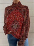 Lydia | Vintage Art Print Turtleneck Pullover - Sarah and Emma Portland