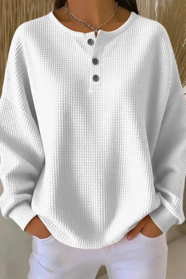 Aurelie | Waffle Knit Henley - Sarah and Emma Portland