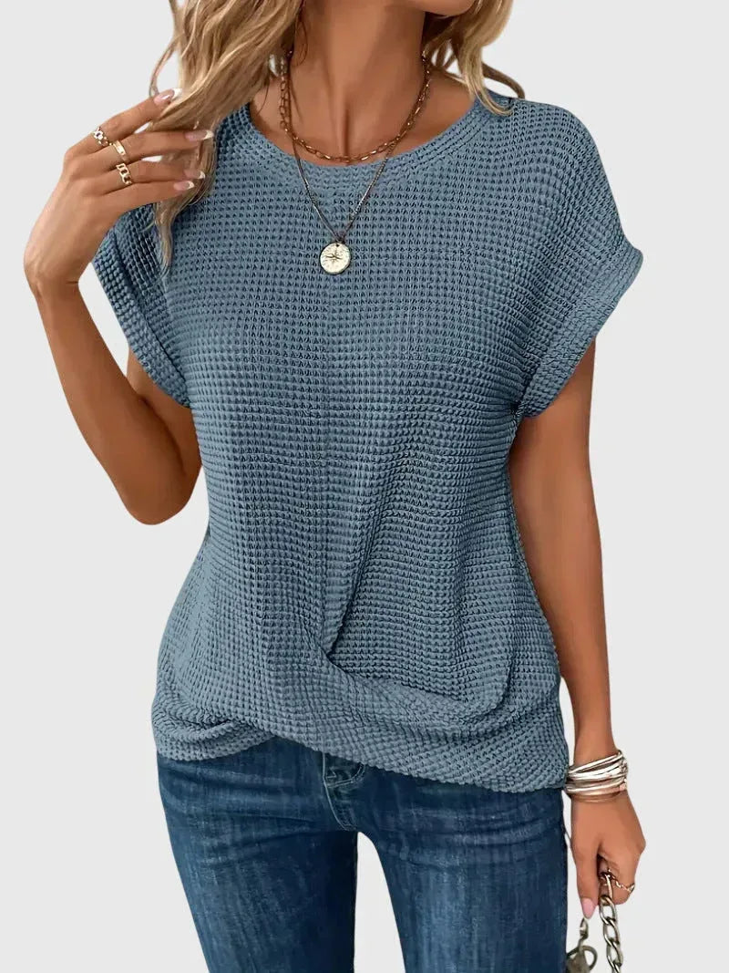 Isa™ | Elegant Blouse with Crew Neck - Sarah and Emma Portland