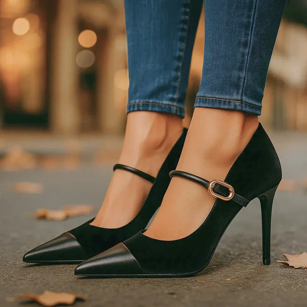 ARIETTE VELVET HEELS - Sarah and Emma Portland