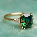 Gold ring with green zirconia - Sarah and Emma Portland