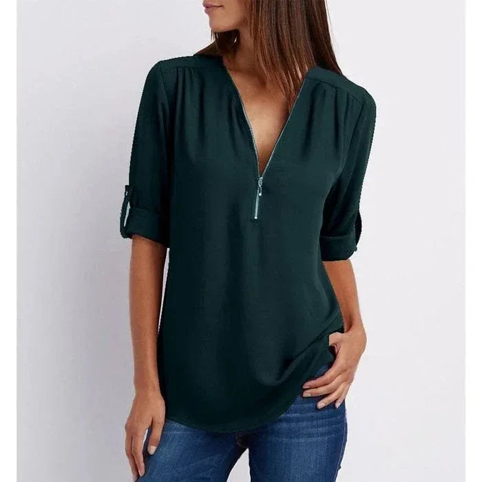 Gwen | Chic Zipper Blouse - Sarah and Emma Portland