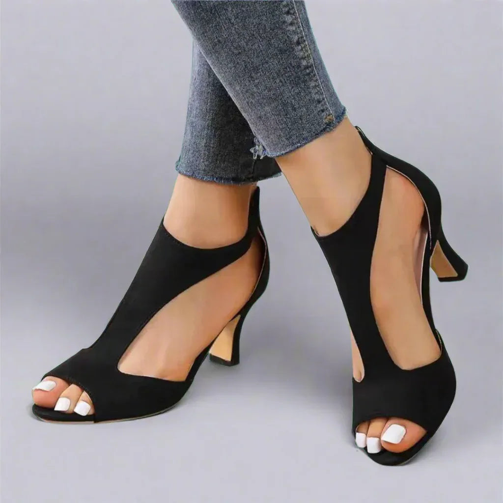 Barbara | Cutout Peep Toe Heels - Sarah and Emma Portland