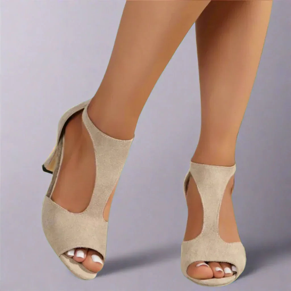 Barbara | Cutout Peep Toe Heels - Sarah and Emma Portland