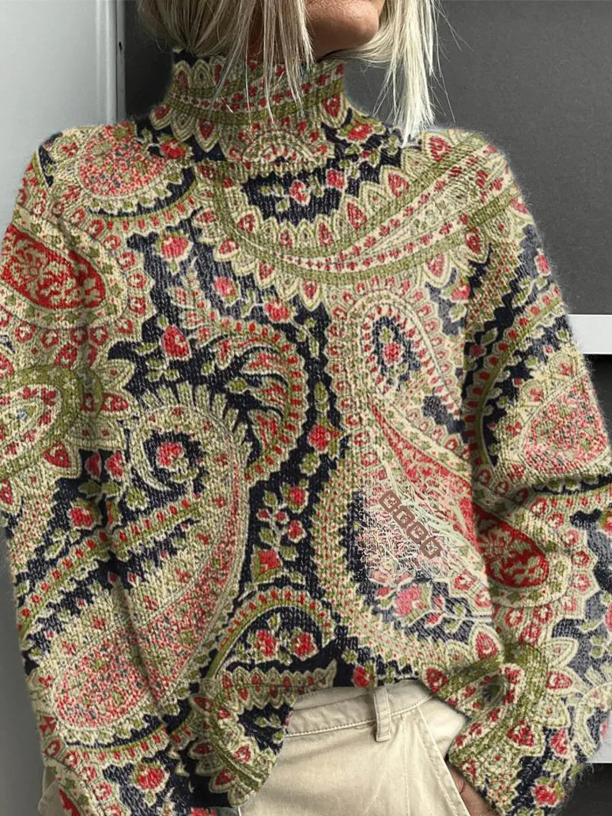 Frances | Vintage Floral Turtleneck Sweater - Sarah and Emma Portland