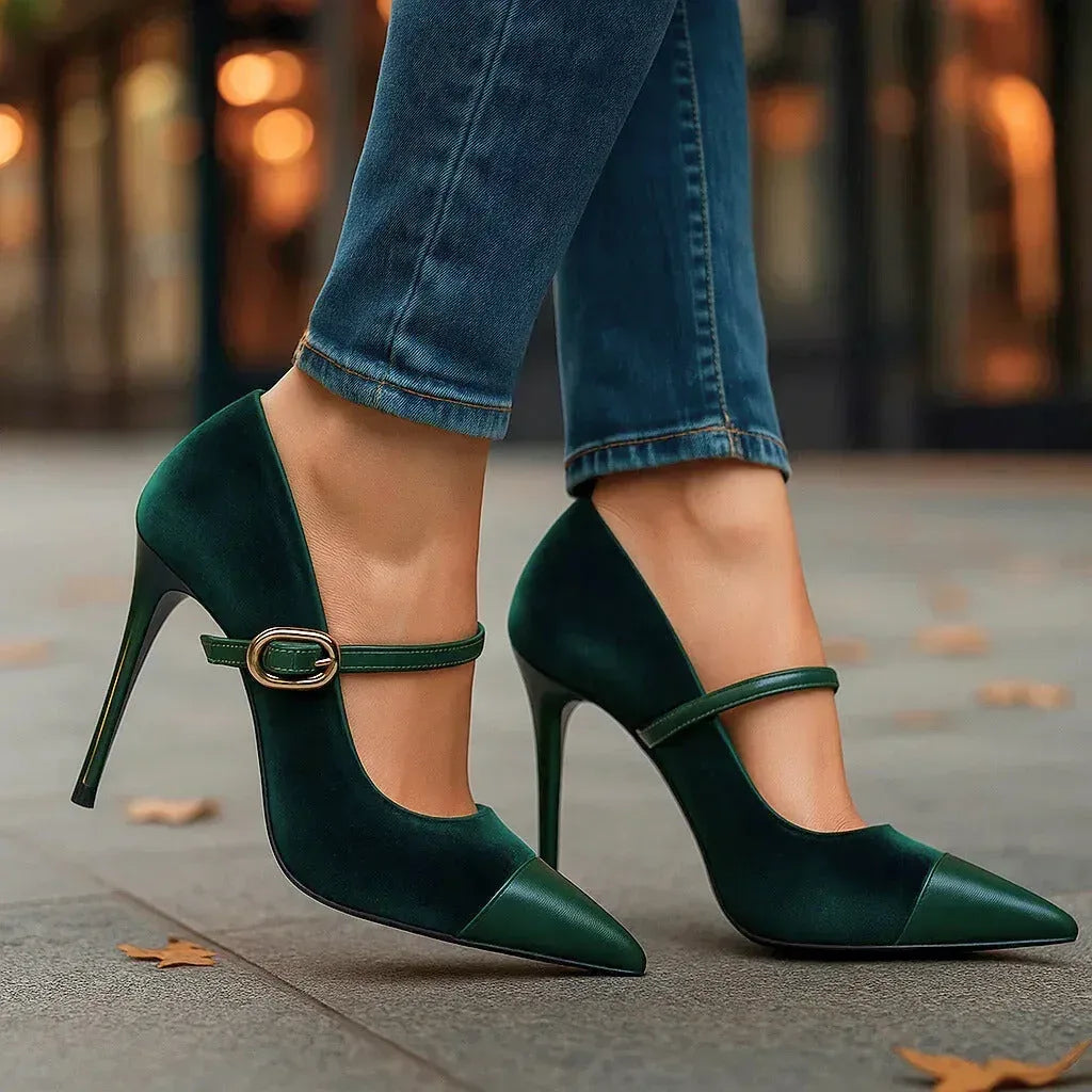 ARIETTE VELVET HEELS - Sarah and Emma Portland