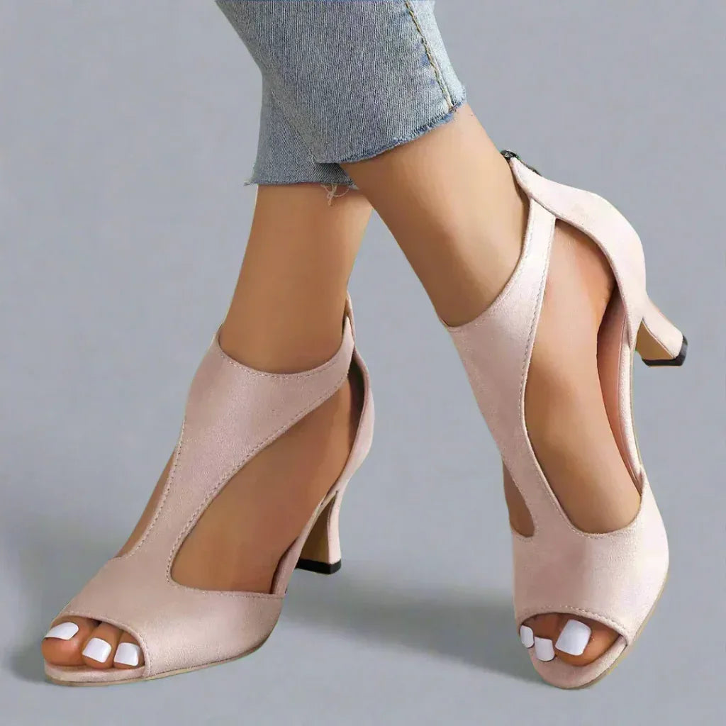 Barbara | Cutout Peep Toe Heels - Sarah and Emma Portland