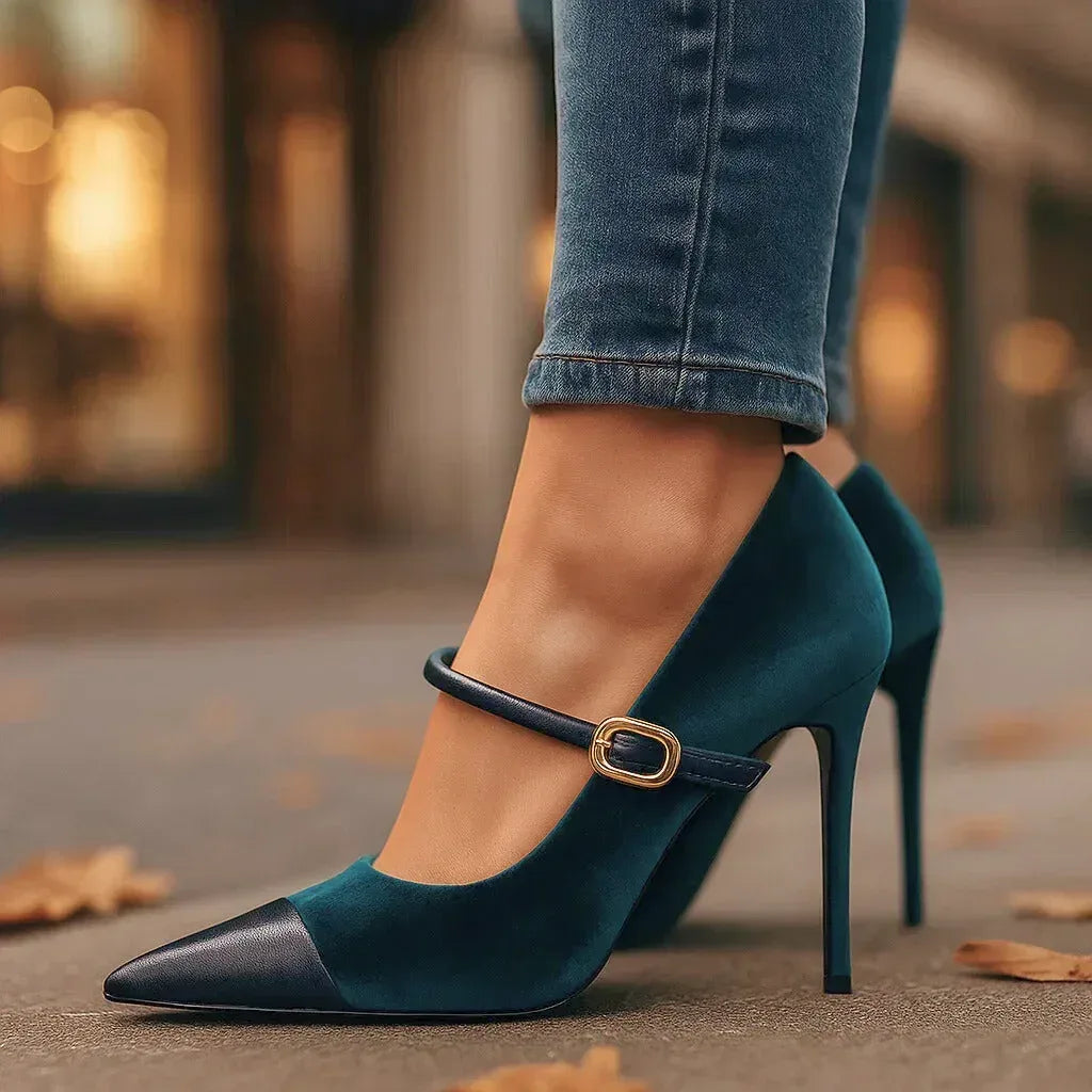 ARIETTE VELVET HEELS - Sarah and Emma Portland