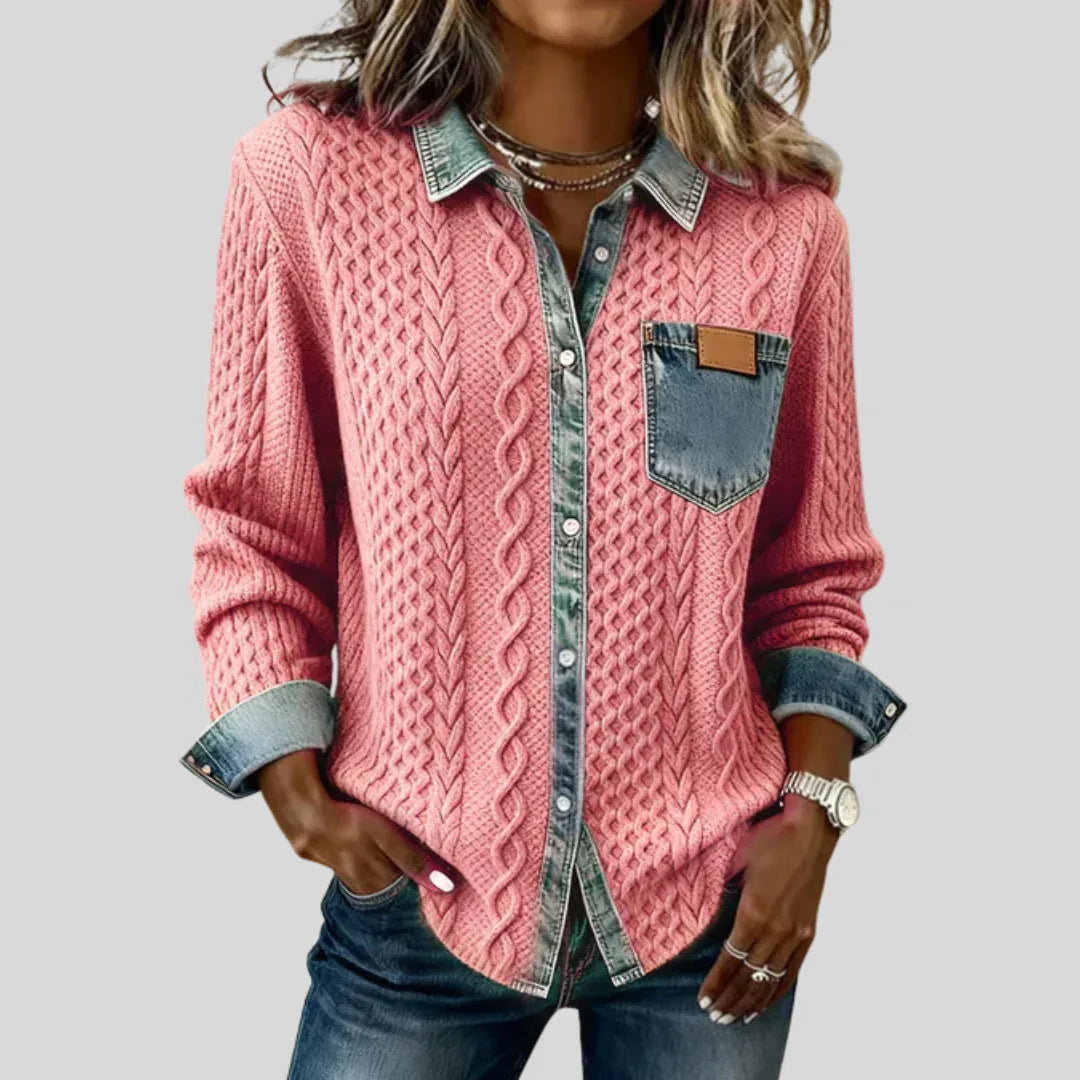 Eléance | Denim Patchwork Shirt