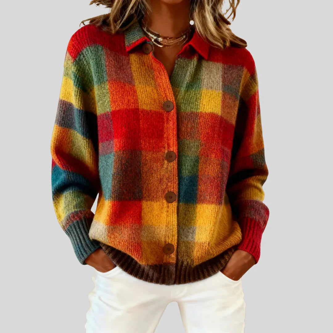 Adrienne | Retro Checkered Cardigan