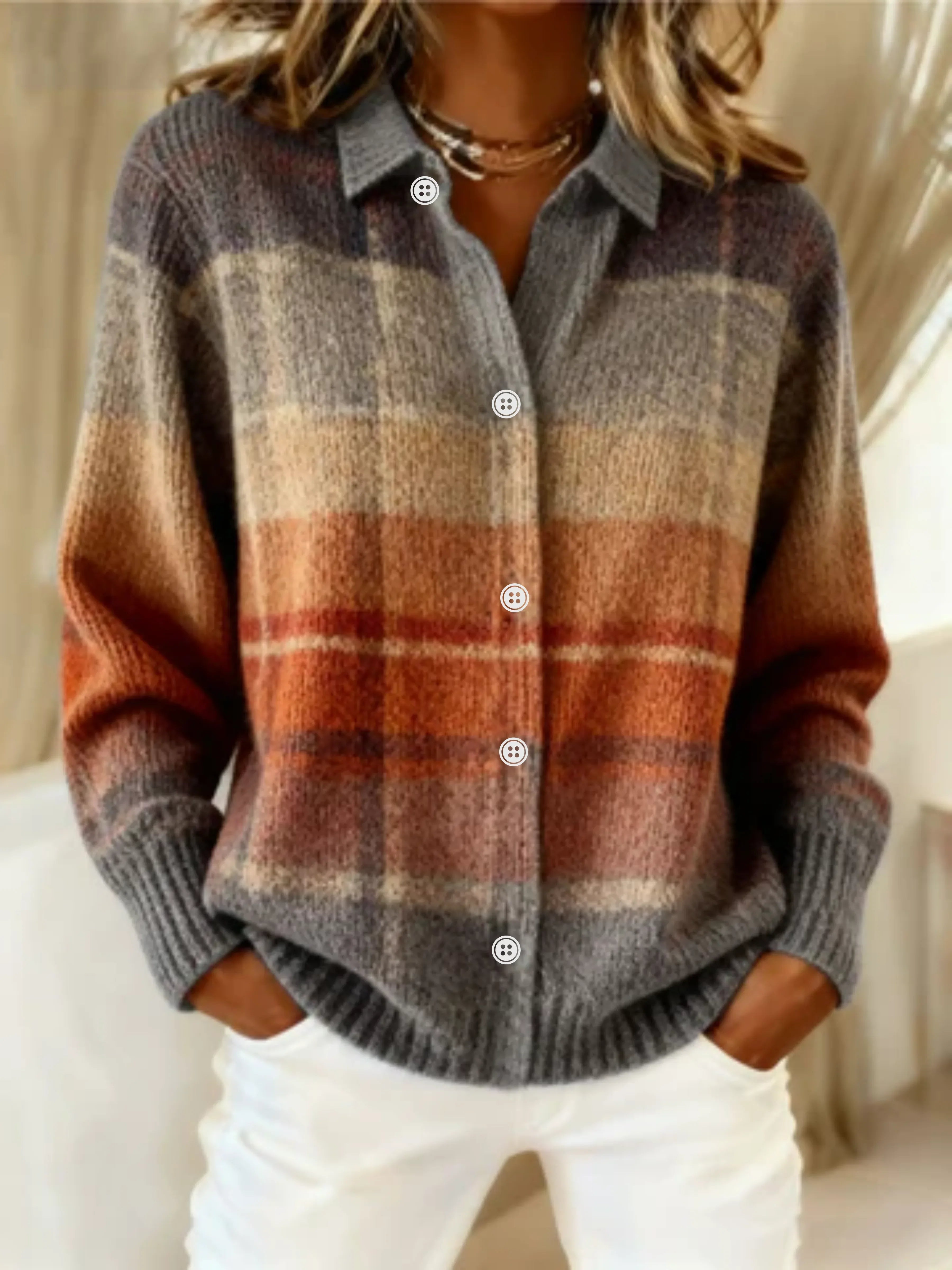 Fleur™ – Checked Blouse Made from Warm, Soft Hoodie Material - Sarah and Emma Portland