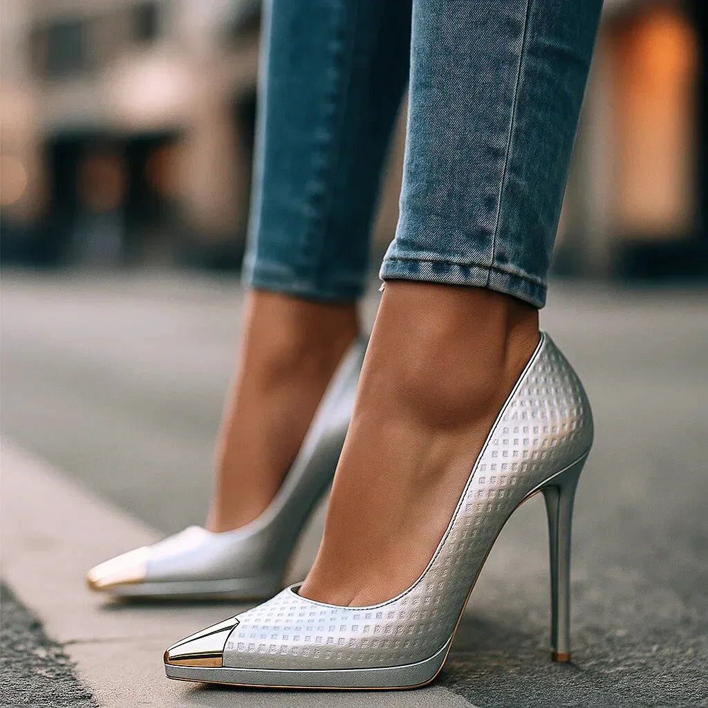 AVELINE GOLD-POINT HEELS - Sarah and Emma Portland