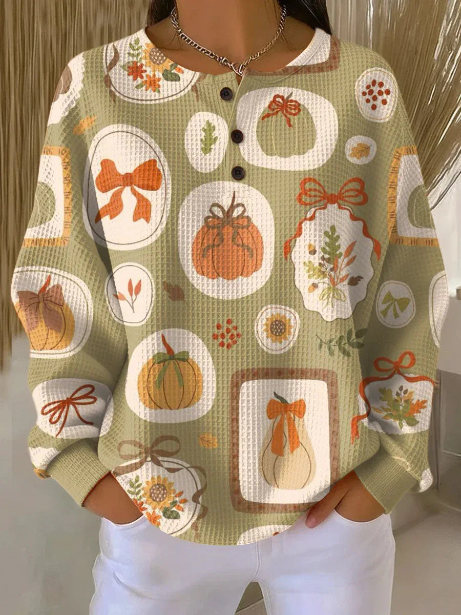 Emyrisse | Autumn Sweater with Bows and Pumpkins - Sarah and Emma Portland