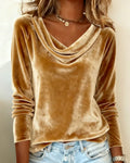Margaret - Luxurious Velvet Drape-Neck Top - Sarah and Emma Portland