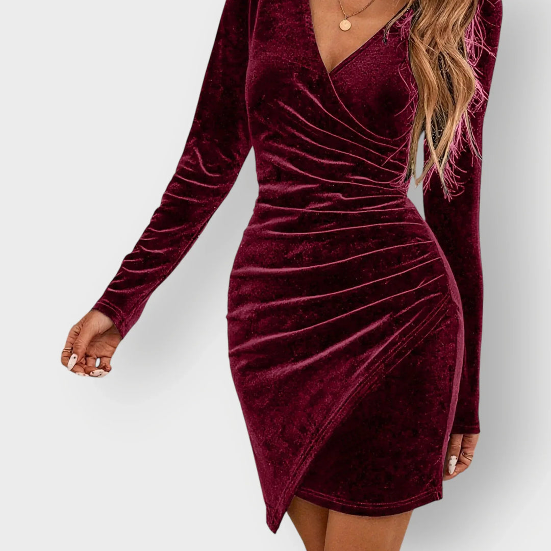 Liohra | Velvet Party Dress with Waist Accent - Sarah and Emma Portland