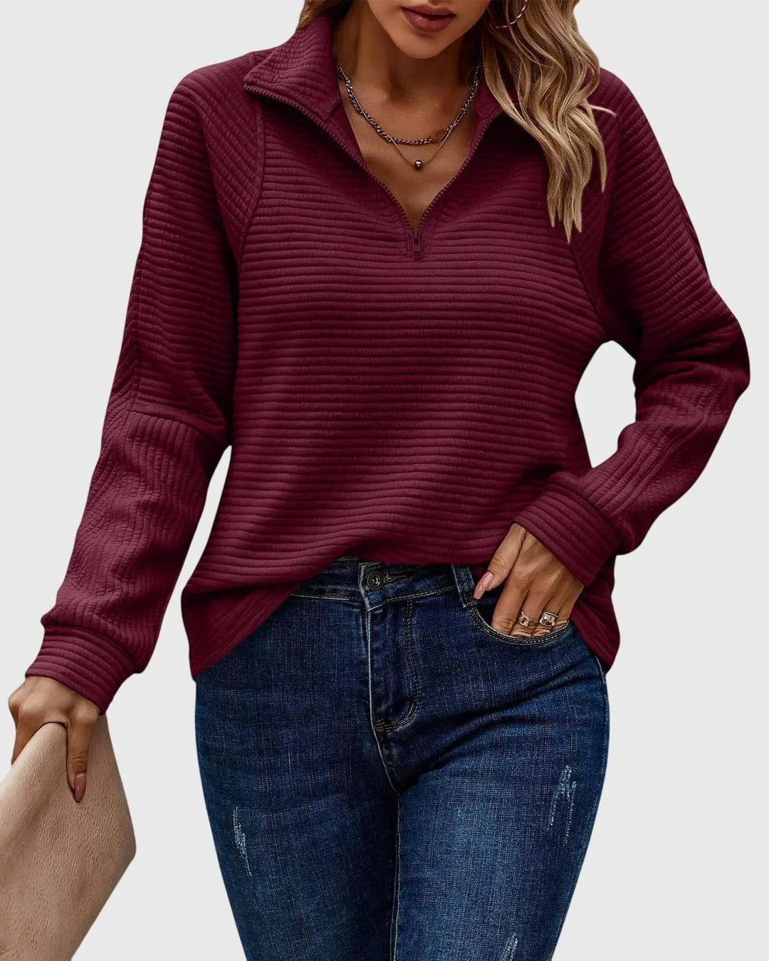 Abigail™ | Elegant Sweater with Zipper - Sarah and Emma Portland