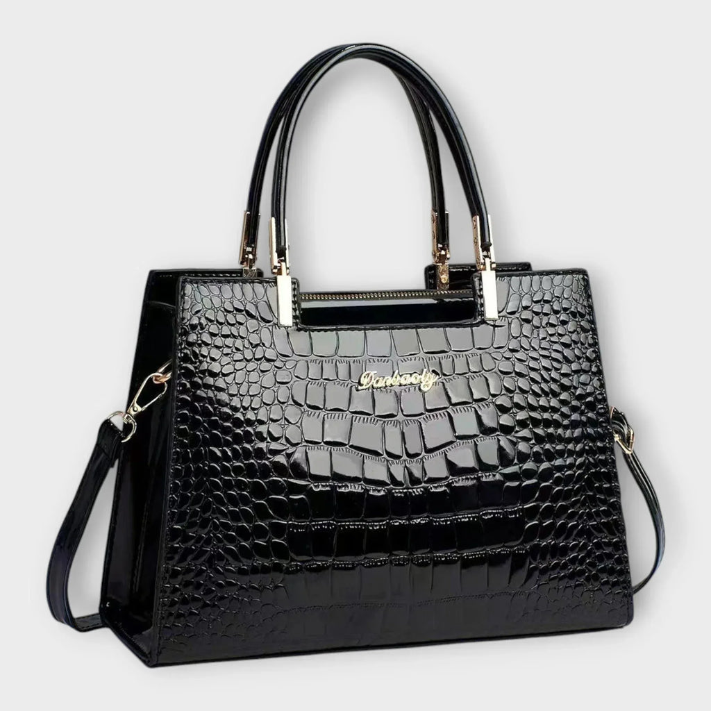Madison - Glossy Crocodile Pattern Handbag - Sarah and Emma Portland