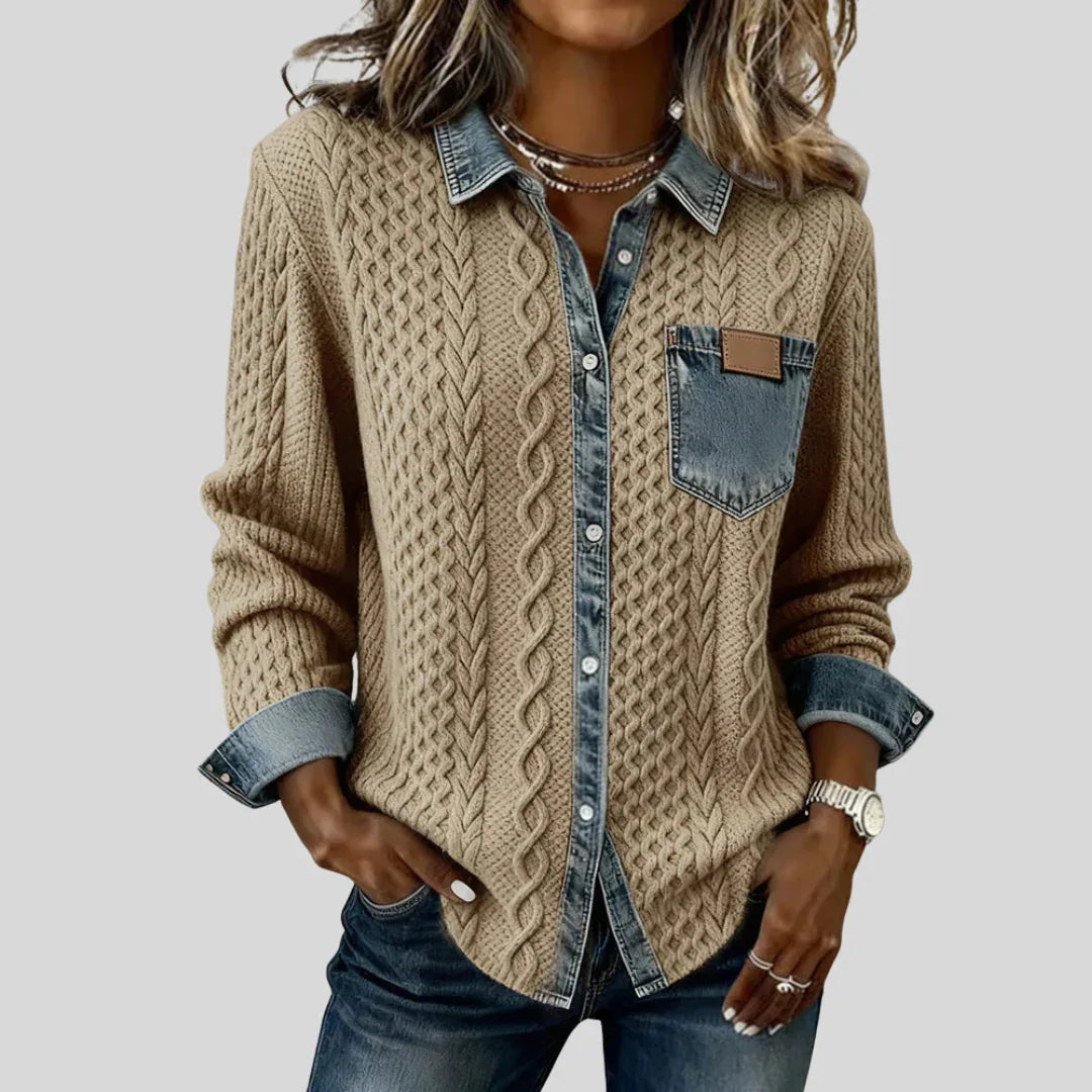 Eléance | Denim Patchwork Shirt