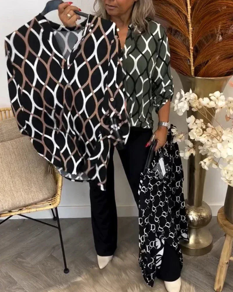 Janny™ | Casual Blouse with Long Sleeves and Elegant Pattern - Sarah and Emma Portland