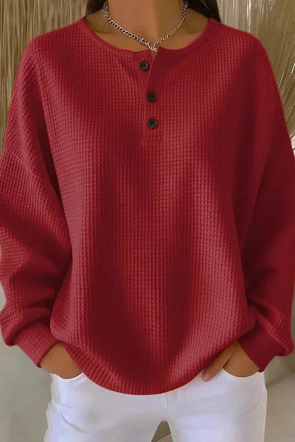Aurelie | Waffle Knit Henley - Sarah and Emma Portland