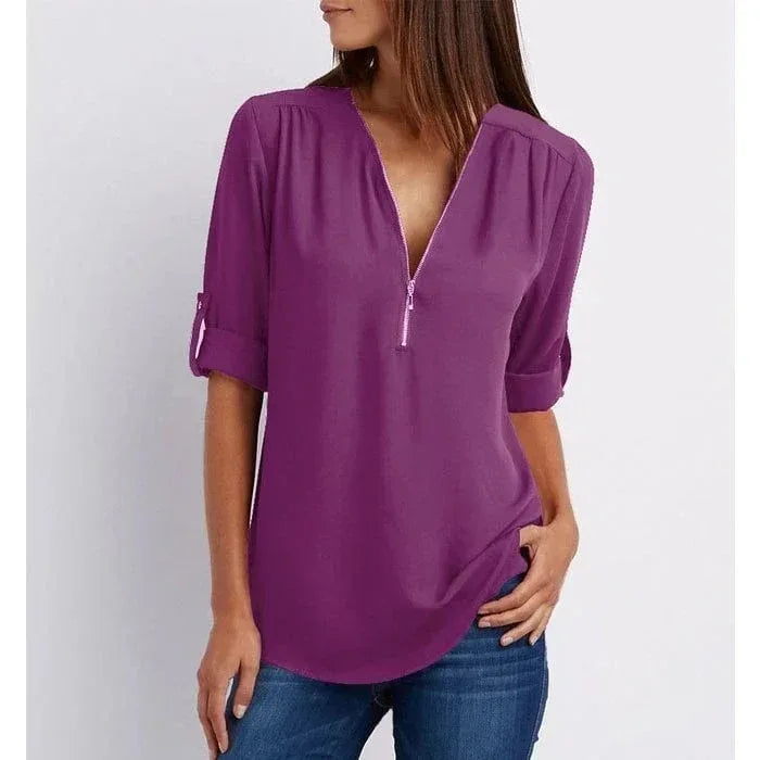 Gwen | Chic Zipper Blouse - Sarah and Emma Portland