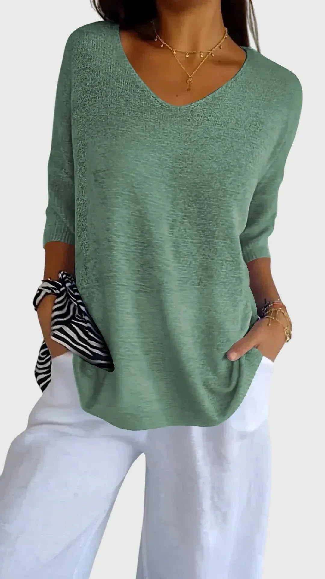 Cassandra™ | Elegant V-Neck Top - Sarah and Emma Portland