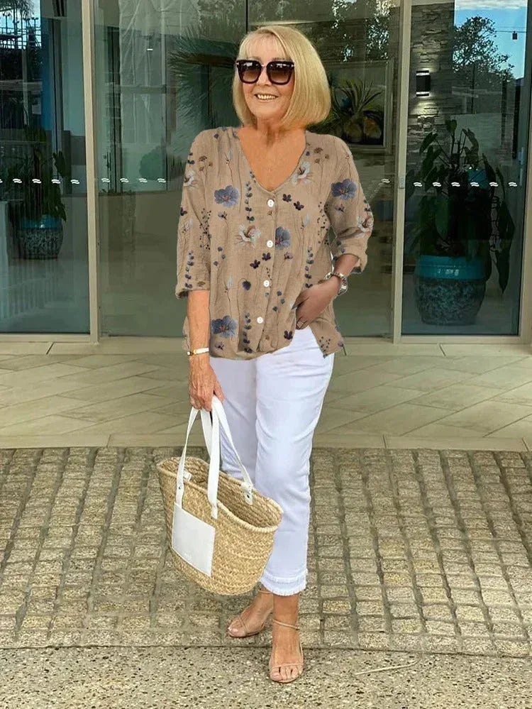 Joanne | Printed Button Tunic Top - Sarah and Emma Portland