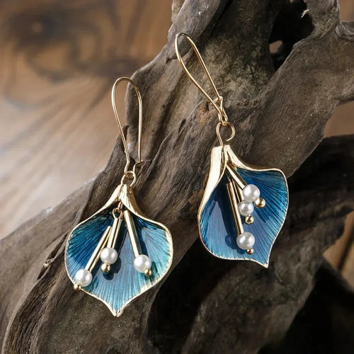 Antique Blue Lotus Silver Earrings - Sarah and Emma Portland