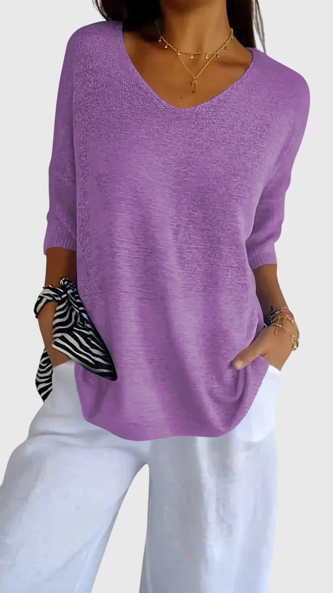 Cassandra™ | Elegant V-Neck Top - Sarah and Emma Portland