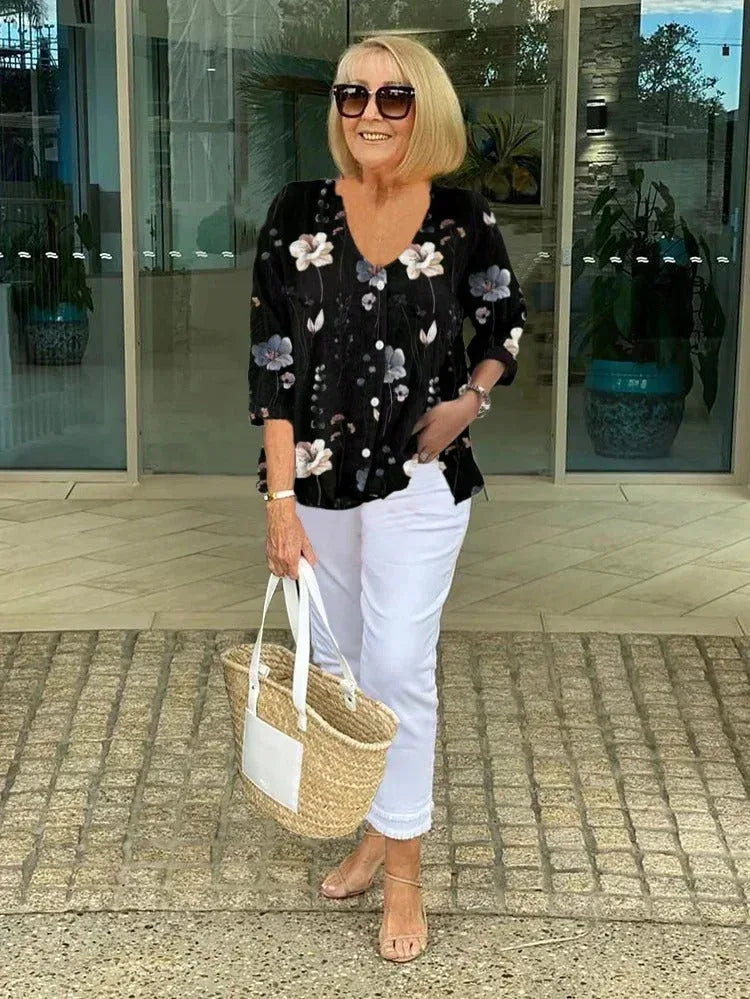 Joanne | Printed Button Tunic Top - Sarah and Emma Portland