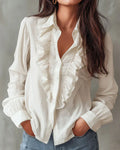 Anna | Simple Ruffled Reversible Blouse - Sarah and Emma Portland