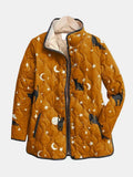 Lumeia | Casual Black Cat Halloween Print Quilted Jacket - Sarah and Emma Portland