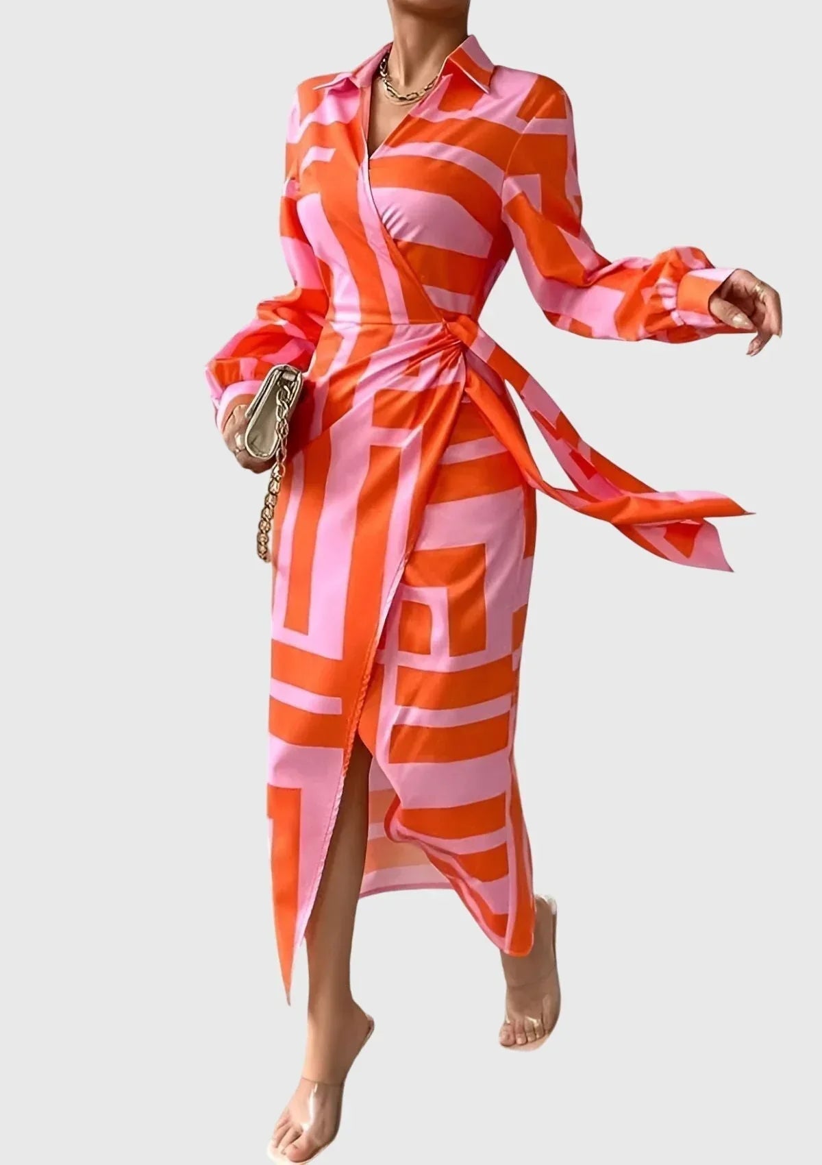 Everly™ | Elegant Wrap Dress with Print - Sarah and Emma Portland