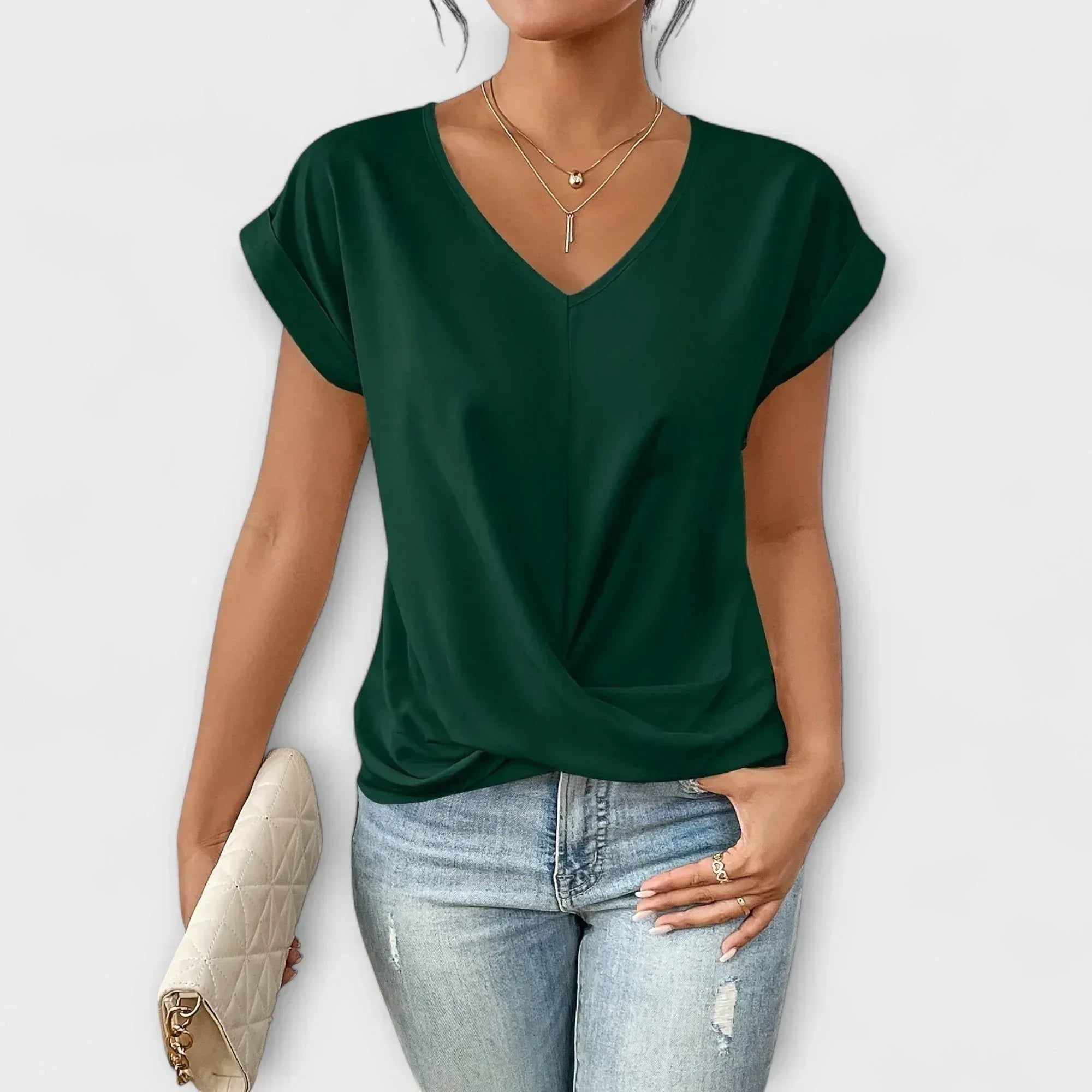 Carlinda | Elegant V-neck Top - Sarah and Emma Portland