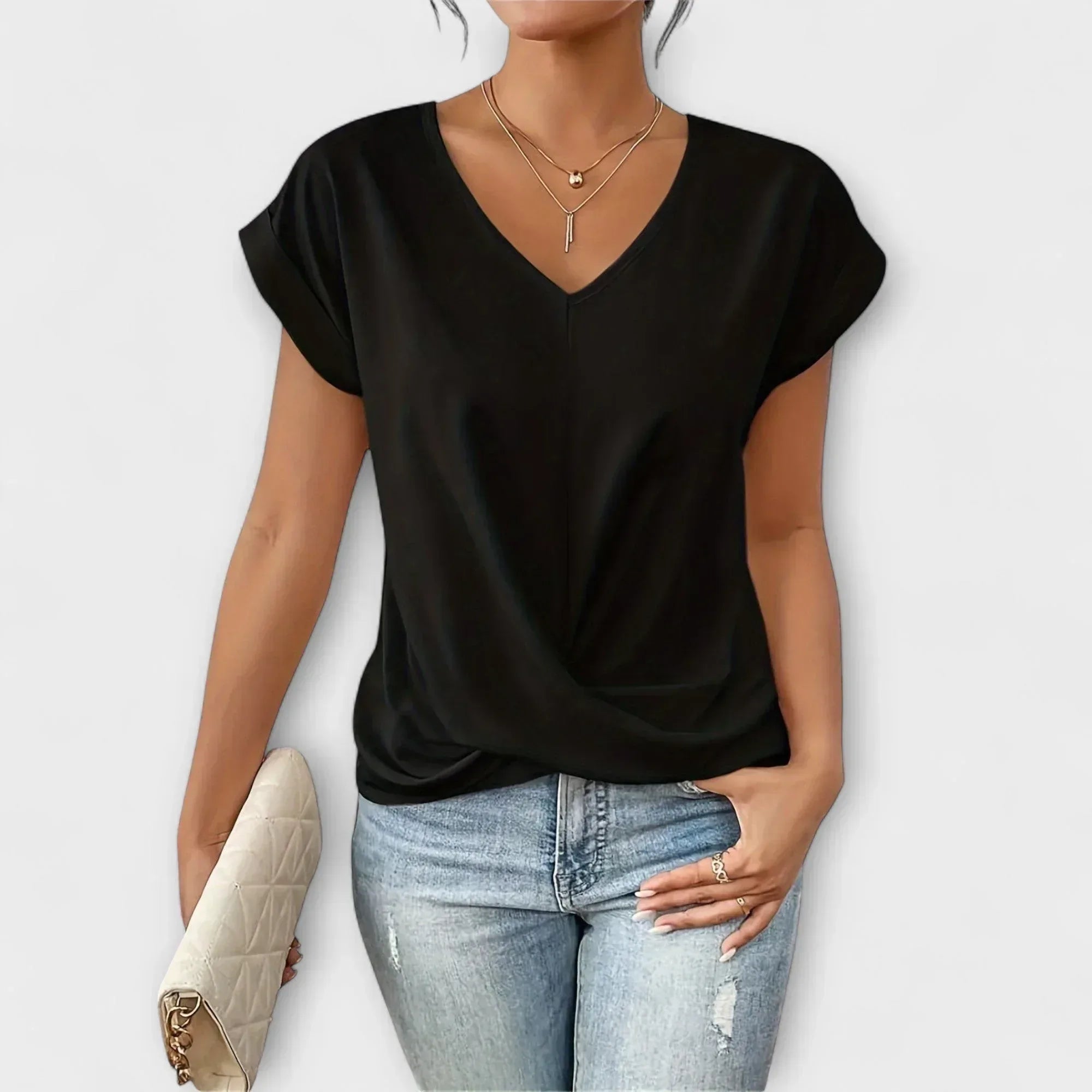 Carlinda | Elegant V-neck Top - Sarah and Emma Portland