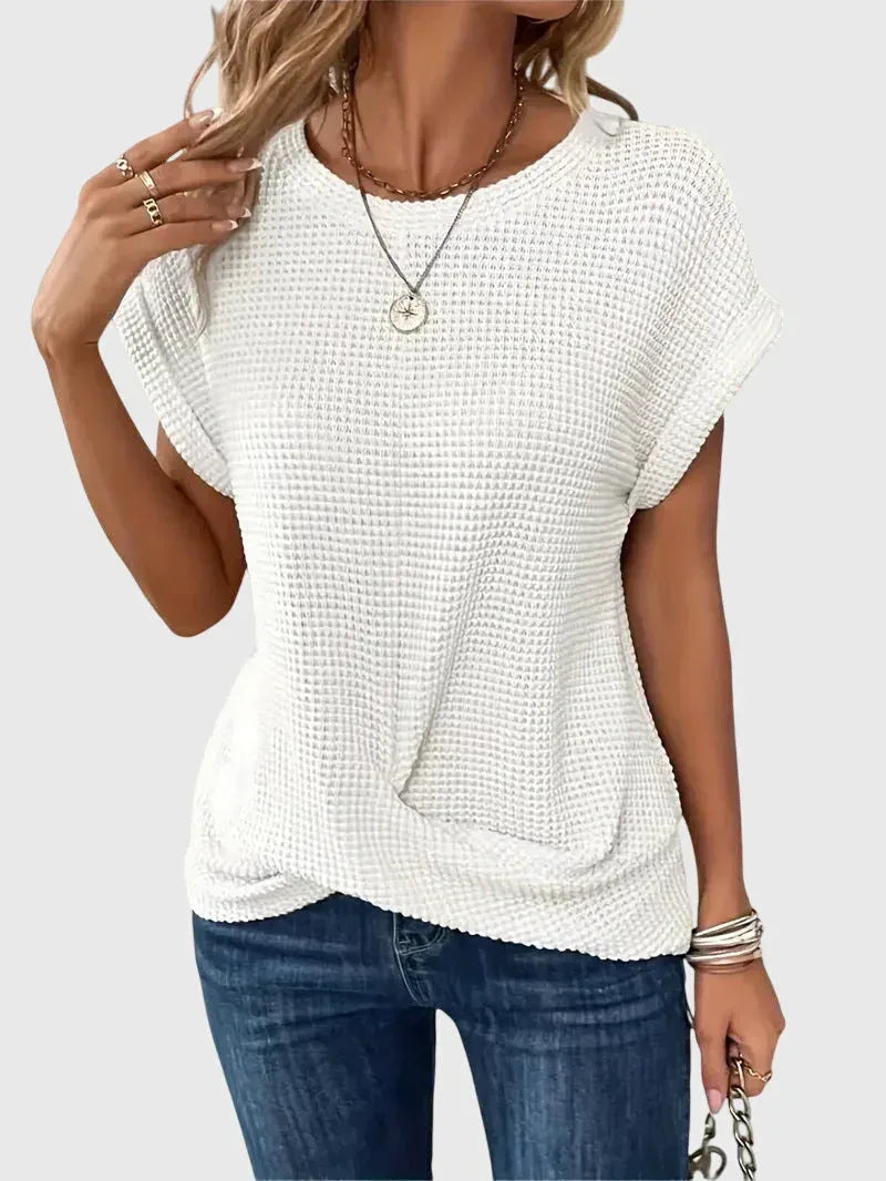Isa™ | Elegant Blouse with Crew Neck - Sarah and Emma Portland