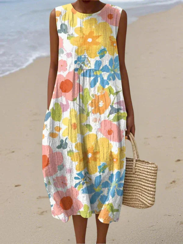 Ella™ Pastel Floral Midi Dress